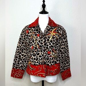 Leopard Print Tapestry Patchwork Blazer Size Medium Vintage‎ Art to wear